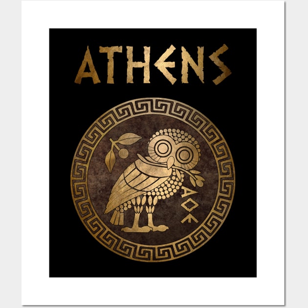 Athens Ancient Symbol of Athena Athenian Owl Wall Art by AgemaApparel